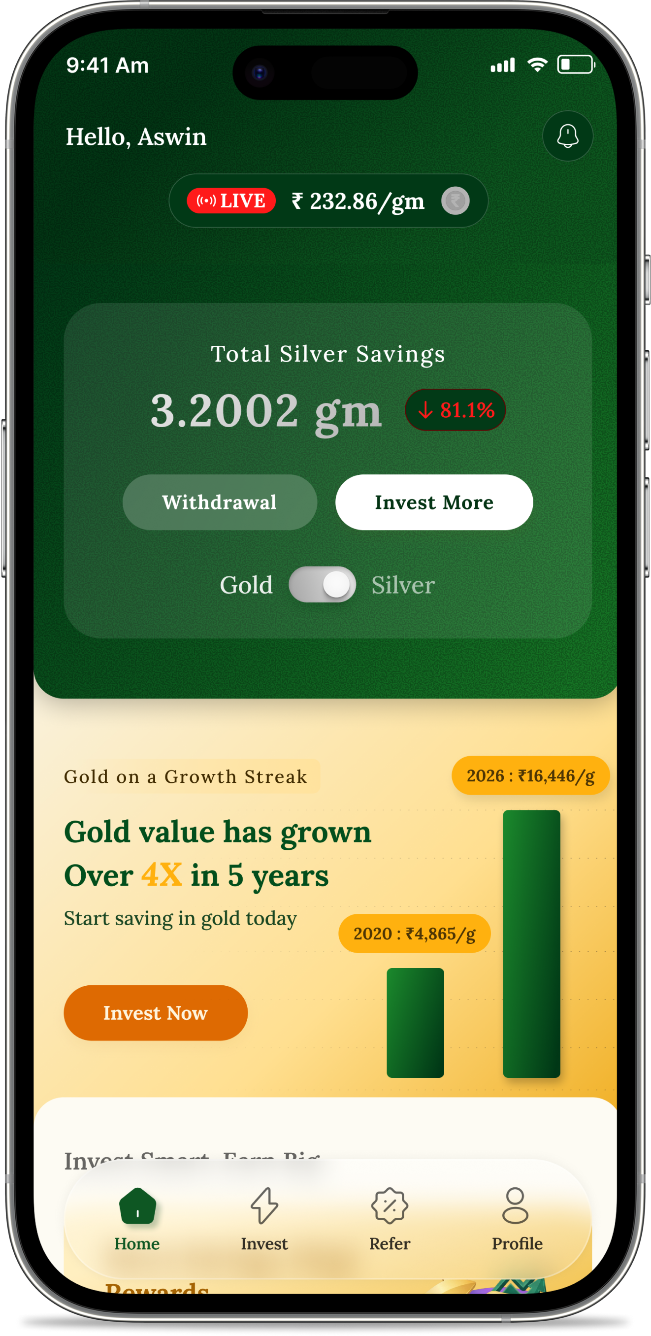 Silver App Screen